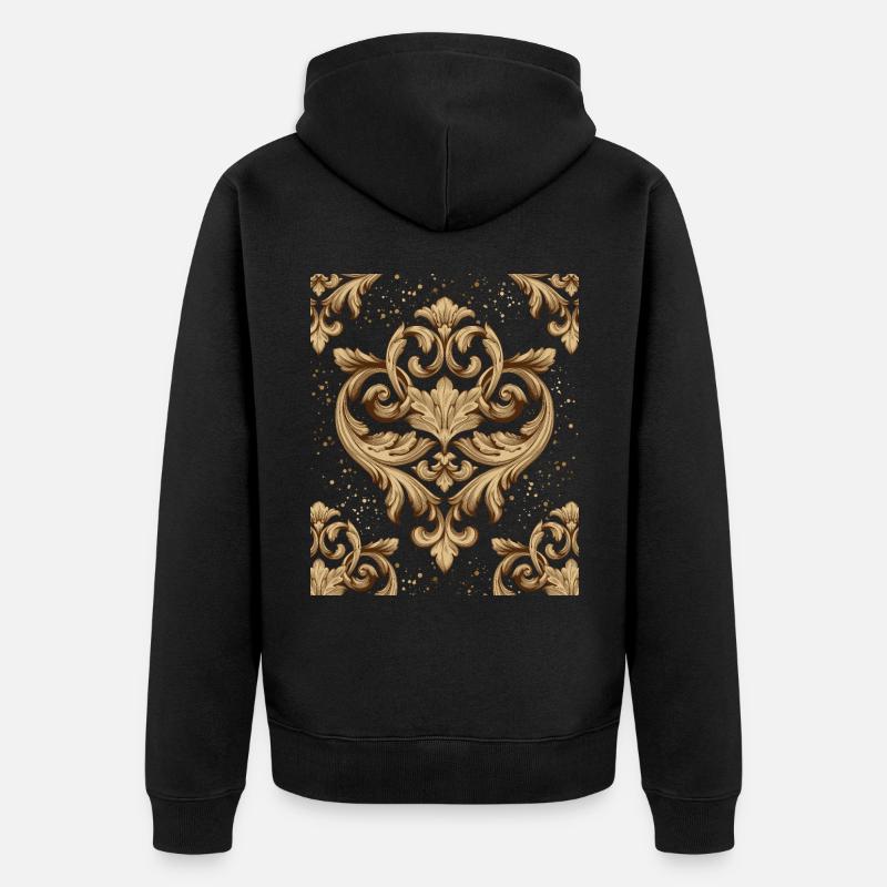 Barock, Barock-Design, Baroque Boho-Ornament - Unisex Premium Bio Zip Hoodie - Schwarz