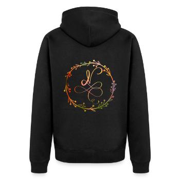 Monogramme, Lettre N, Ornement de calligraphie - Veste à capuche bio Premium Unisexe - noir - Dos - Nico (187cm)