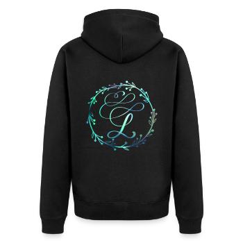 Monogram, Letter L, Calligraphy Ornament - Unisex Premium Organic Zip Hoodie - black - Back - Nico (187cm)