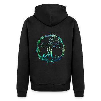 Monogramm, Buchstabe M, Kalligrafie Ornament - Unisex Premium Bio Zip Hoodie - Schwarz - Hinten - Nico (187cm)
