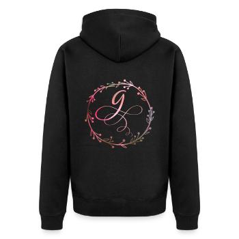 Monogramme, lettre G, ornement de calligraphie - Veste à capuche bio Premium Unisexe - noir - Dos - Nico (187cm)