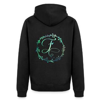 Monogram, Letter F, Calligraphy Ornament - Unisex Premium Organic Zip Hoodie - black - Back - Nico (187cm)