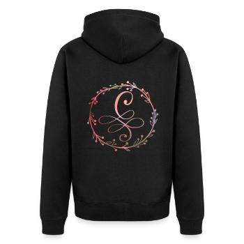 Monogram, Letter C, Calligraphy Ornament - Unisex Premium Organic Zip Hoodie - black - Back - Nico (187cm)