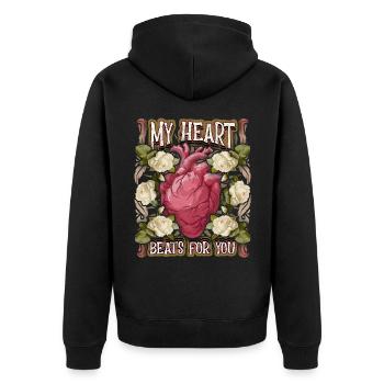 Cœur anatomique, dicton vintage de la Saint-Valentin - Veste à capuche bio Premium Unisexe - noir - Dos - Nico (187cm)