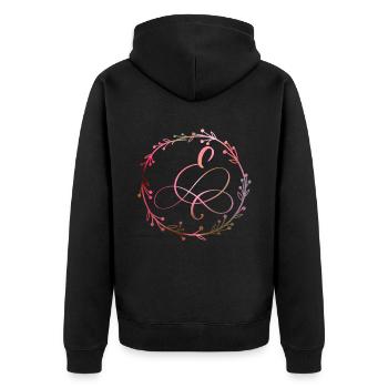 Monogramm, Buchstabe E, Kalligrafie Ornament - Unisex Premium Bio Zip Hoodie - Schwarz - Hinten - Nico (187cm)