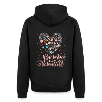 Be-My-Valentine Dicton Saint-Valentin avec arc-en-ciel - Veste à capuche bio Premium Unisexe - noir - Dos - Nico (187cm)
