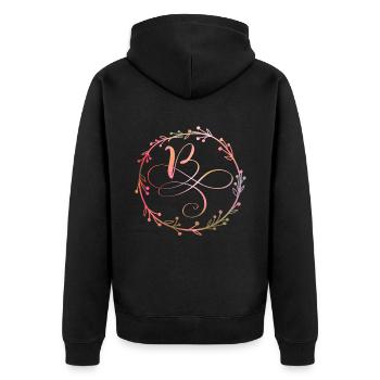 Monogramme, Lettre B, Ornement de calligraphie - Veste à capuche bio Premium Unisexe - noir - Dos - Nico (187cm)