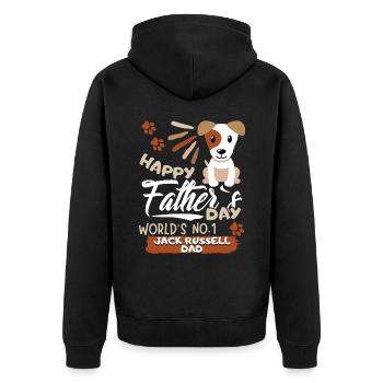 Fête des Pères Jack-Russell Papa, cadeau de la fête des Pères - Veste à capuche bio Premium Unisexe - noir - Dos - Nico (187cm)