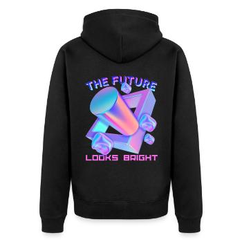 Futuristische Form Zukunfts-Design lustiger Spruch - Unisex Premium Bio Zip Hoodie - Schwarz - Hinten - Nico (187cm)