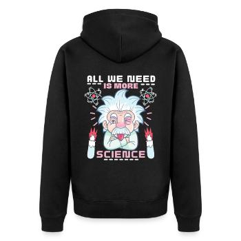 Wissenschaftler Spruch, Chemie, Physik Comic - Unisex Premium Bio Zip Hoodie - Schwarz - Hinten - Nico (187cm)