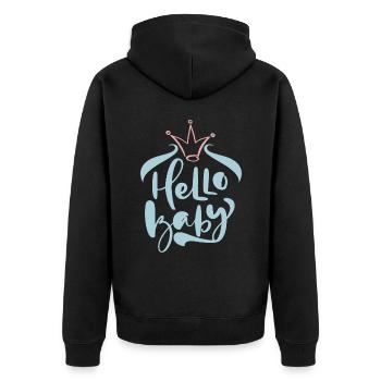 Hello Baby, Baby Shower, Birth, Typography Design - Unisex Premium Organic Zip Hoodie - black - Back - Nico (187cm)