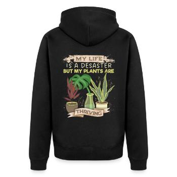 Plant-Daddy Plant-Mommy, lustiger Pflanzen Spruch - Unisex Premium Bio Zip Hoodie - Schwarz - Hinten - Nico (187cm)