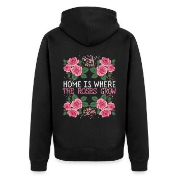 Vintage Roses, Roses Decor, Funny Saying - Unisex Premium Organic Zip Hoodie - black - Back - Nico (187cm)