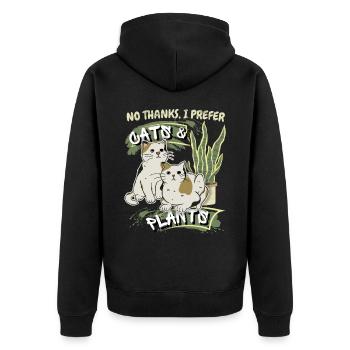 Chats et plantes, drôle de dicton ironique - Veste à capuche bio Premium Unisexe - noir - Dos - Nico (187cm)