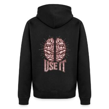 Cerveau, drôle de dicton, utilisez-le - Veste à capuche bio Premium Unisexe - noir - Dos - Nico (187cm)