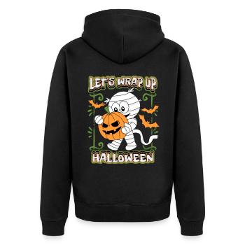 Funny mummy with pumpkin pumpkin, Halloween saying - Unisex Premium Organic Zip Hoodie - black - Back - Nico (187cm)