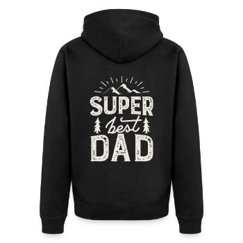 Super-best-papa, drôle de dicton vintage de la fête des pères - Veste à capuche bio Premium Unisexe - noir - Dos - Nico (187cm)