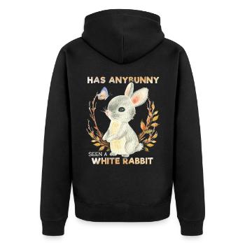 Lustiger Hase, Häschen Spruch, Pun, White-Rabbit - Unisex Premium Bio Zip Hoodie - Schwarz - Hinten - Nico (187cm)