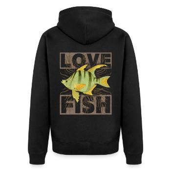 Love Fish Saying Vintage Fish, Fish Illustration - Unisex Premium Organic Zip Hoodie - black - Back - Nico (187cm)
