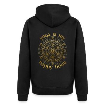 Yoga mandala, design de yoga doré drôle de dicton - Veste à capuche bio Premium Unisexe - noir - Dos - Nico (187cm)