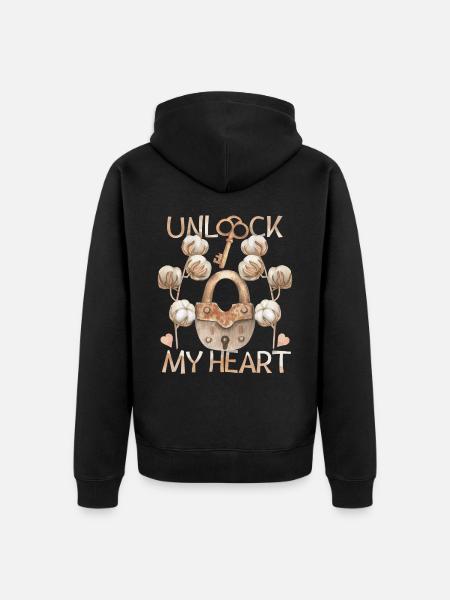 Padlock and key, romantic-love - Unisex Premium Organic Zip Hoodie - black