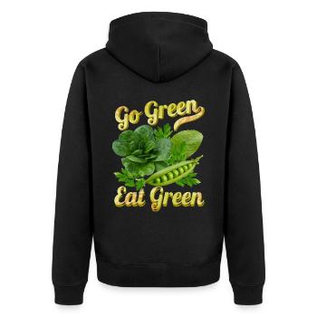 Grünes Gemüse, lustiger Spruch Veganer, Vegetarier - Unisex Premium Bio Zip Hoodie - Schwarz - Hinten - Nico (187cm)