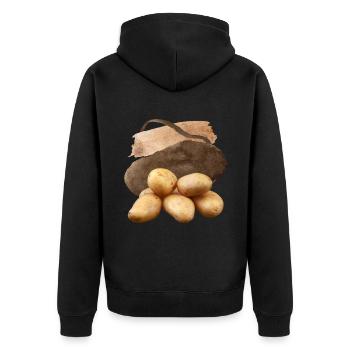 Pomme de terre, Potato Design, Pommes de terre végétaliennes - Veste à capuche bio Premium Unisexe - noir - Dos - Nico (187cm)