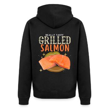 Salmon, Salmon, Salmon Steak Grilled Salmon - Unisex Premium Organic Zip Hoodie - black - Back - Nico (187cm)