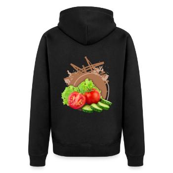 Gemischter Salat mit Tomaten Gemüse Vegan-Design - Unisex Premium Bio Zip Hoodie - Schwarz - Hinten - Nico (187cm)