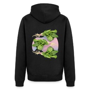 Spinach, fresh spinach spinach leaf spinach - Unisex Premium Organic Zip Hoodie - black - Back - Nico (187cm)
