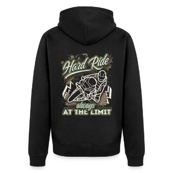 Motorradfahrer, Biker Design lustiger Spruch - Unisex Premium Bio Zip Hoodie - Schwarz - Hinten - Nico (187cm)