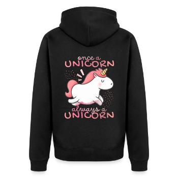 Licorne Kawaii, Licornes, Drôle de dicton - Veste à capuche bio Premium Unisexe - noir - Dos - Nico (187cm)