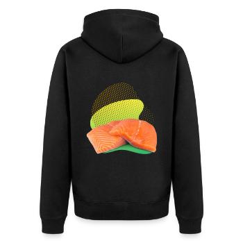 Salmon, Salmon, Salmon Steak, Smoked Salmon - Unisex Premium Organic Zip Hoodie - black - Back - Nico (187cm)
