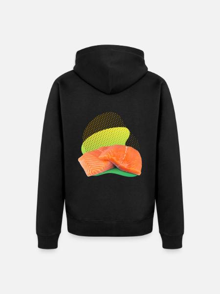 Lachs, Salmon, Lachs-Steak, Räucherlachs - Unisex Premium Bio Zip Hoodie - Schwarz