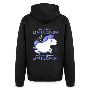 Licorne Kawaii, Licornes, Drôle de dicton - Veste à capuche bio Premium Unisexe - noir - Dos - Nico (187cm)