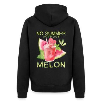 Melon, pastèque, été, drôle de dicton - Veste à capuche bio Premium Unisexe - noir - Dos - Nico (187cm)