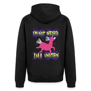 Licorne kawaii, licornes, drôle de dicton - Veste à capuche bio Premium Unisexe - noir - Dos - Nico (187cm)