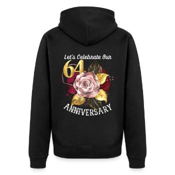 64th anniversary, anniversary celebration, wedding anniversary - Unisex Premium Organic Zip Hoodie - black - Back - Nico (187cm)