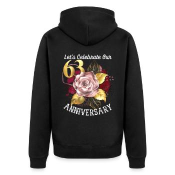 63rd anniversary, anniversary celebration, wedding anniversary - Unisex Premium Organic Zip Hoodie - black - Back - Nico (187cm)
