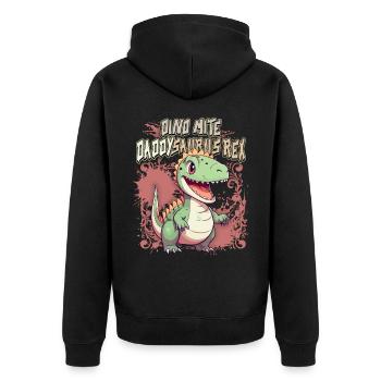 Father's Day, Kawaii Dino Saying, Dinosaur Daddy - Unisex Premium Organic Zip Hoodie - black - Back - Nico (187cm)