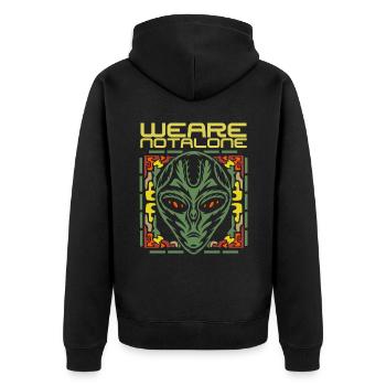 Lustiger Alien Spruch, Außerirdisch 70er Jahre - Unisex Premium Bio Zip Hoodie - Schwarz - Hinten - Nico (187cm)