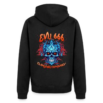 Devil Devil, Evil 666, Comic Devil Satan Saying - Unisex Premium Organic Zip Hoodie - black - Back - Nico (187cm)
