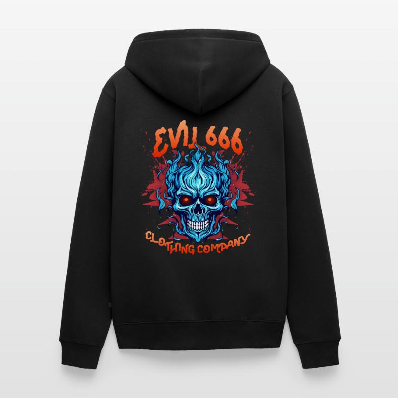 Teufel-Devil, Evil 666, Comic Teufel Satan Spruch Unisex Premium Bio Zip Hoodie