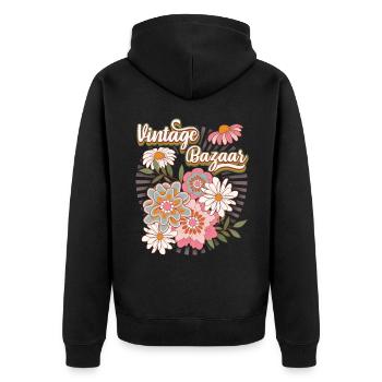 70s Flowers, Flower Power Design 1970's - Unisex Premium Organic Zip Hoodie - black - Back - Nico (187cm)