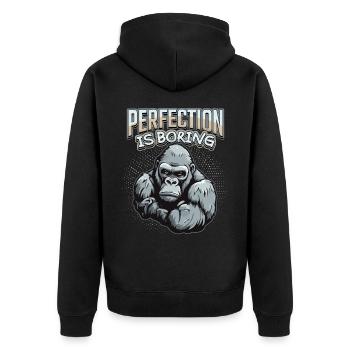 Lustiger Gorilla Affe Spruch, Comic - Unisex Premium Bio Zip Hoodie - Schwarz - Hinten - Nico (187cm)