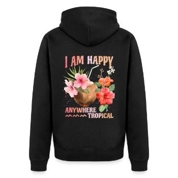 Cocktail de noix de , Hibiscus, Tropiques, Mers du Sud, Dicton - Veste à capuche bio Premium Unisexe - noir - Dos - Nico (187cm)