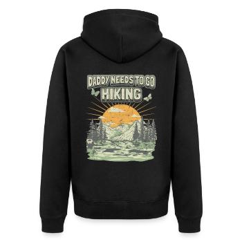 Daddy Must Hike Saying Vintage Mountains Dad Dad - Unisex Premium Organic Zip Hoodie - black - Back - Nico (187cm)