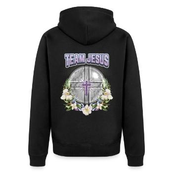 Jesus Christ Saying Vintage Orchids Team Jesus - Unisex Premium Organic Zip Hoodie - black - Back - Nico (187cm)