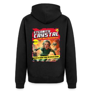 50er, 1950 Comic, Weltall Raumschiff Kosmisch - Unisex Premium Bio Zip Hoodie - Schwarz - Hinten - Nico (187cm)