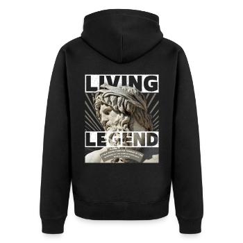 Greek God, Father's Day, Living Legend Saying - Unisex Premium Organic Zip Hoodie - black - Back - Nico (187cm)